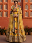 Beautiful Yellow Floral Printed Silk Festival Wear Lehenga Choli With Dupatta
