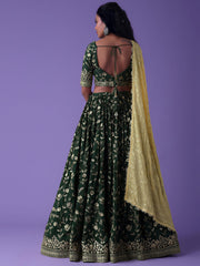 Lovely Green Zari Embroidered Georgette Mehendi Wear Lehenga Choli