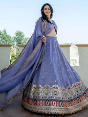 Beautiful Lavender Silk Sequins Embroidered Lehenga Choli With Dupatta