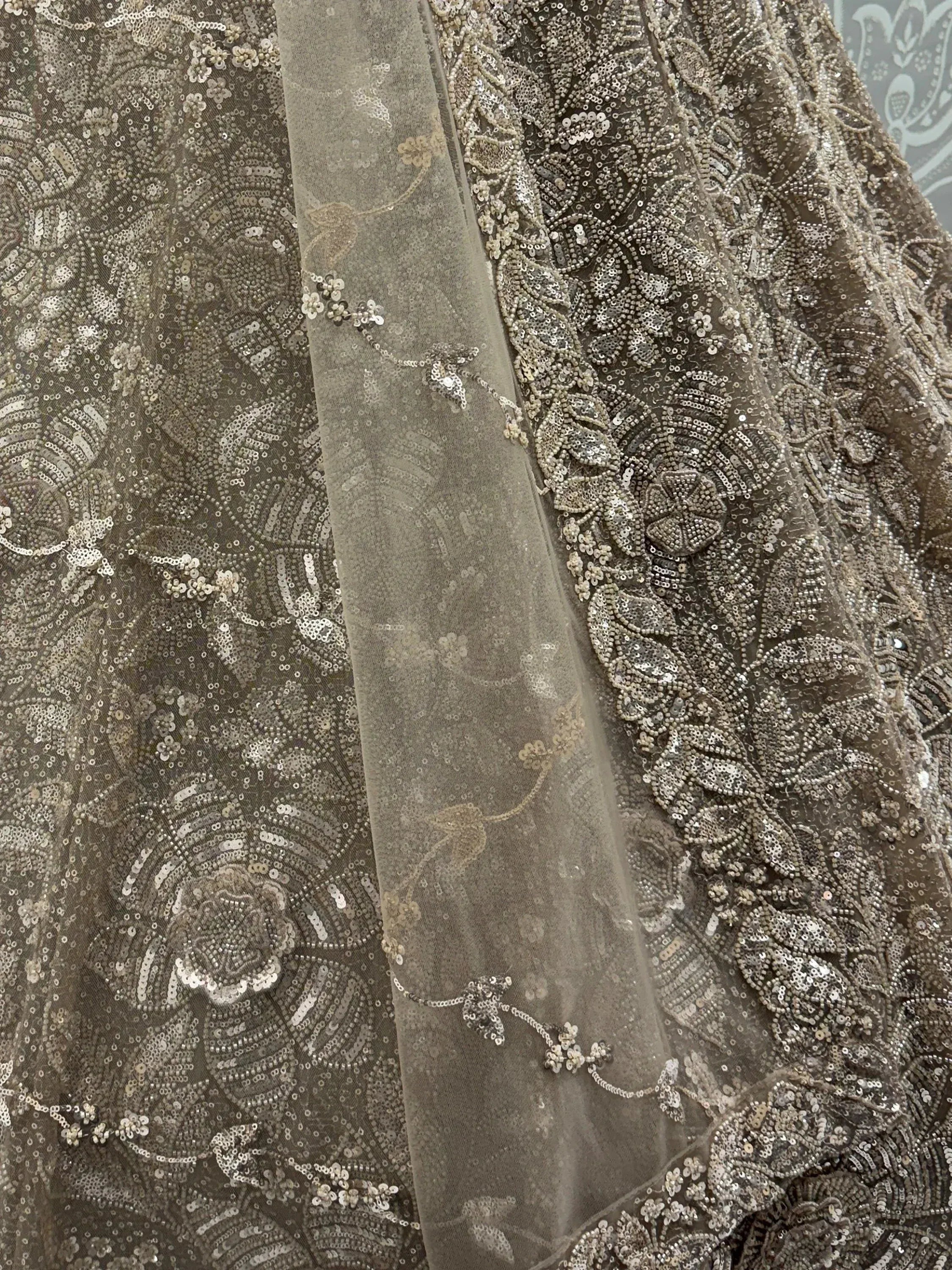 Attractive Beige Beads Work Net Reception Wear Lehenga Choli