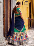 Elegant Green Kalamkari Printed Chanderi Silk Half Saree Lehenga