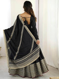 Outstanding Black Silk Sequins Embroidered Anarkali Suit