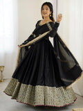 Outstanding Black Silk Sequins Embroidered Anarkali Suit