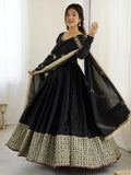 Outstanding Black Silk Sequins Embroidered Anarkali Suit
