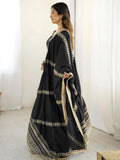 Outstanding Black Silk Sequins Embroidered Anarkali Suit