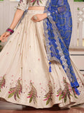 Mesmerizing Blue Pure Tissue Silk Lehenga Choli With Dupatta