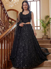 Glamorous Black Sequins Net Cocktail Party Wear Lehenga Choli