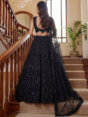 Glamorous Black Sequins Net Cocktail Party Wear Lehenga Choli