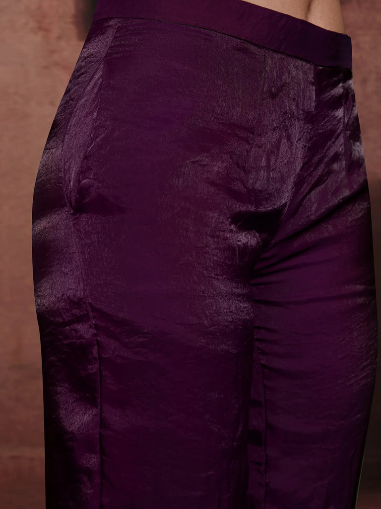 Fabulous Wine Digital Printed Muslin Silk Party Wear Co-Ord Set 