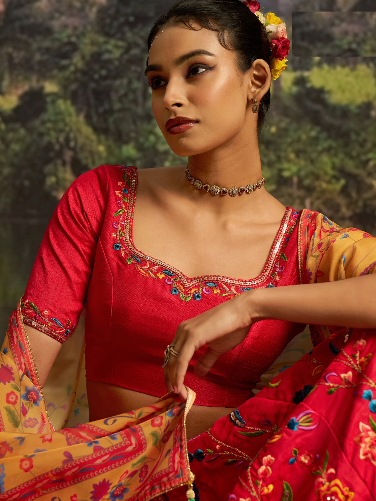 Stupendous Red Thread Work Silk Wedding Wear Lehenga Choli With Dupatta