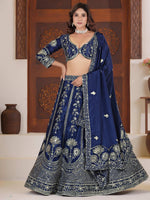 Precious Blue Sequins Chinon Engagement Wear Lehenga Choli With Dupatta