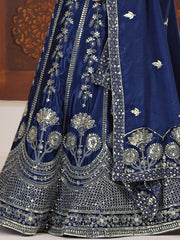 Precious Blue Sequins Chinon Engagement Wear Lehenga Choli With Dupatta