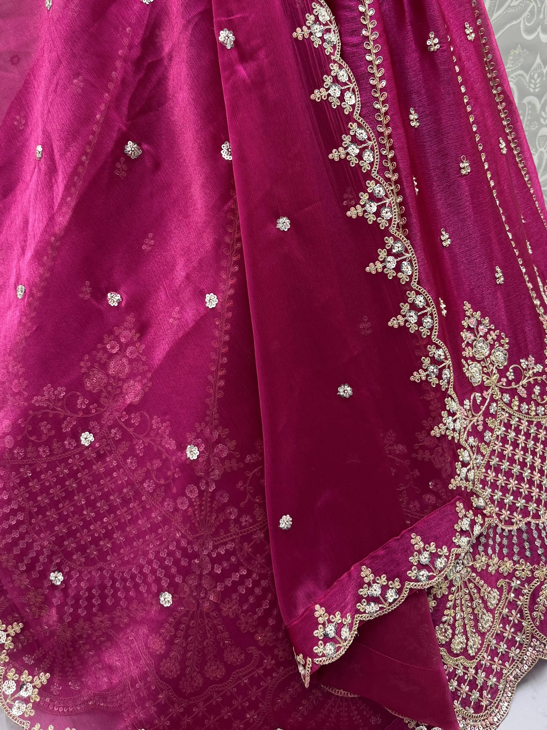 Attractive Wine Dori Work Satin Sangeet Wear Lehenga Choli