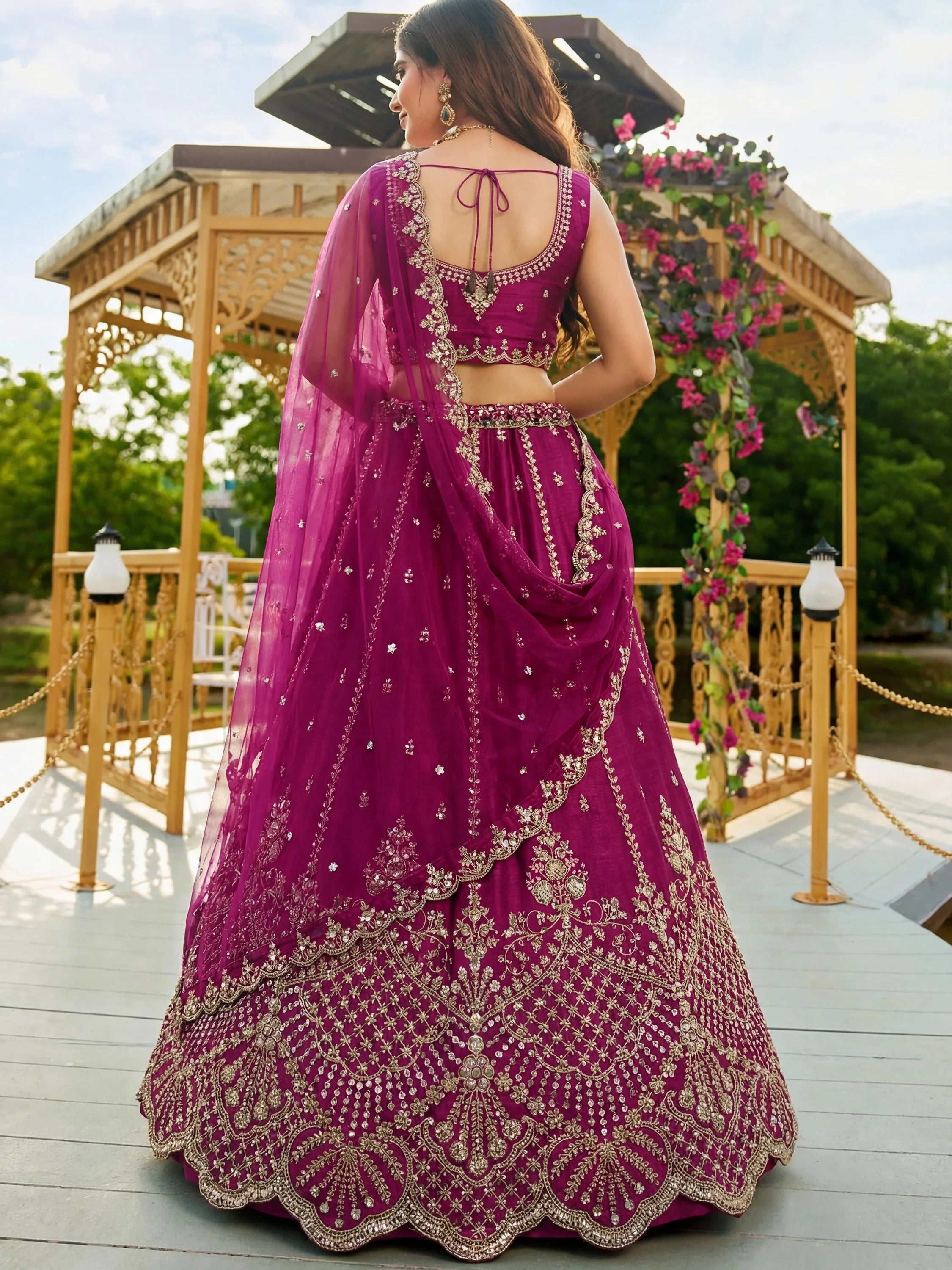 Attractive Wine Dori Work Satin Sangeet Wear Lehenga Choli