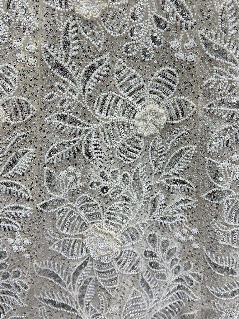 Captivating White Beads Work Net Reception Wear Lehenga Choli