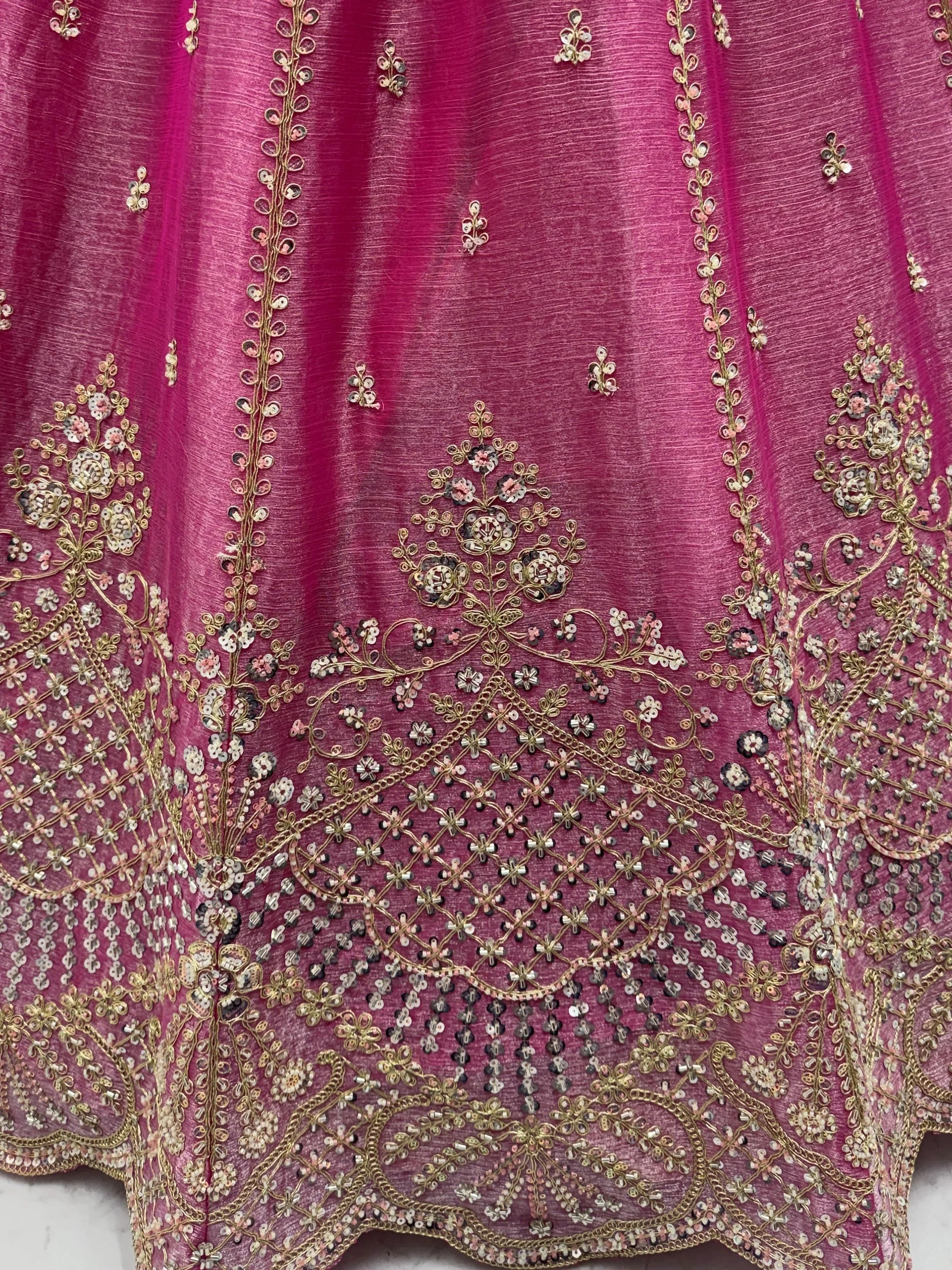 Awesome Pink Dori Work Satin Engagement Wear Lehenga Choli