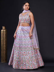 Glorious Purple Embroidered Silk Event Wear Lehenga Choli