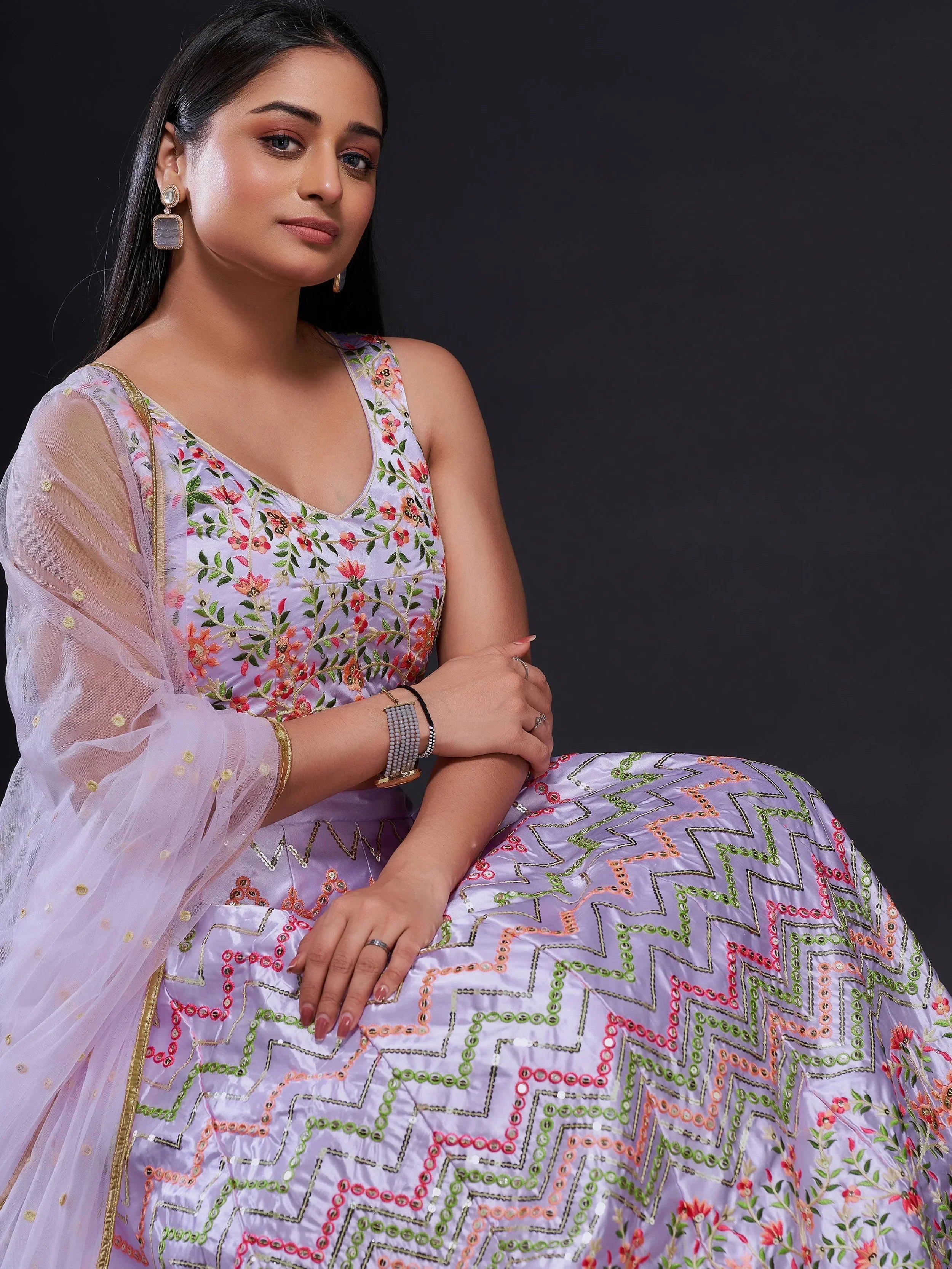 Glorious Purple Embroidered Silk Event Wear Lehenga Choli