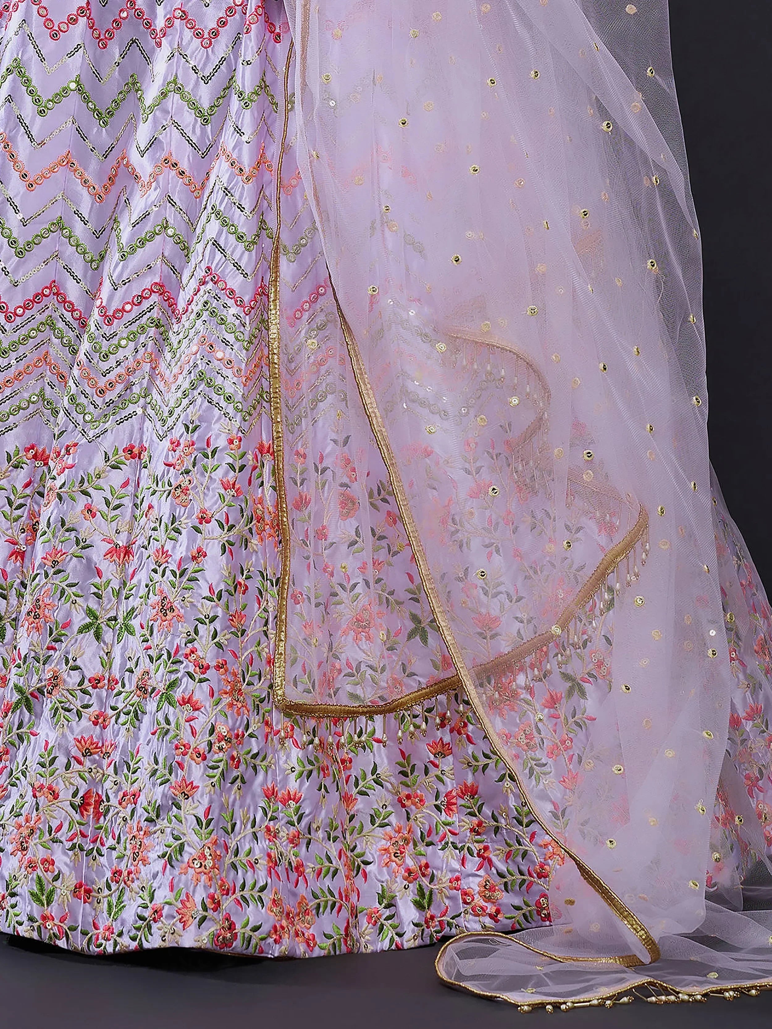 Glorious Purple Embroidered Silk Event Wear Lehenga Choli