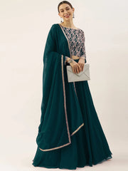 Beautiful Green Thread Work Georgette Festival Wear Lehenga Choli