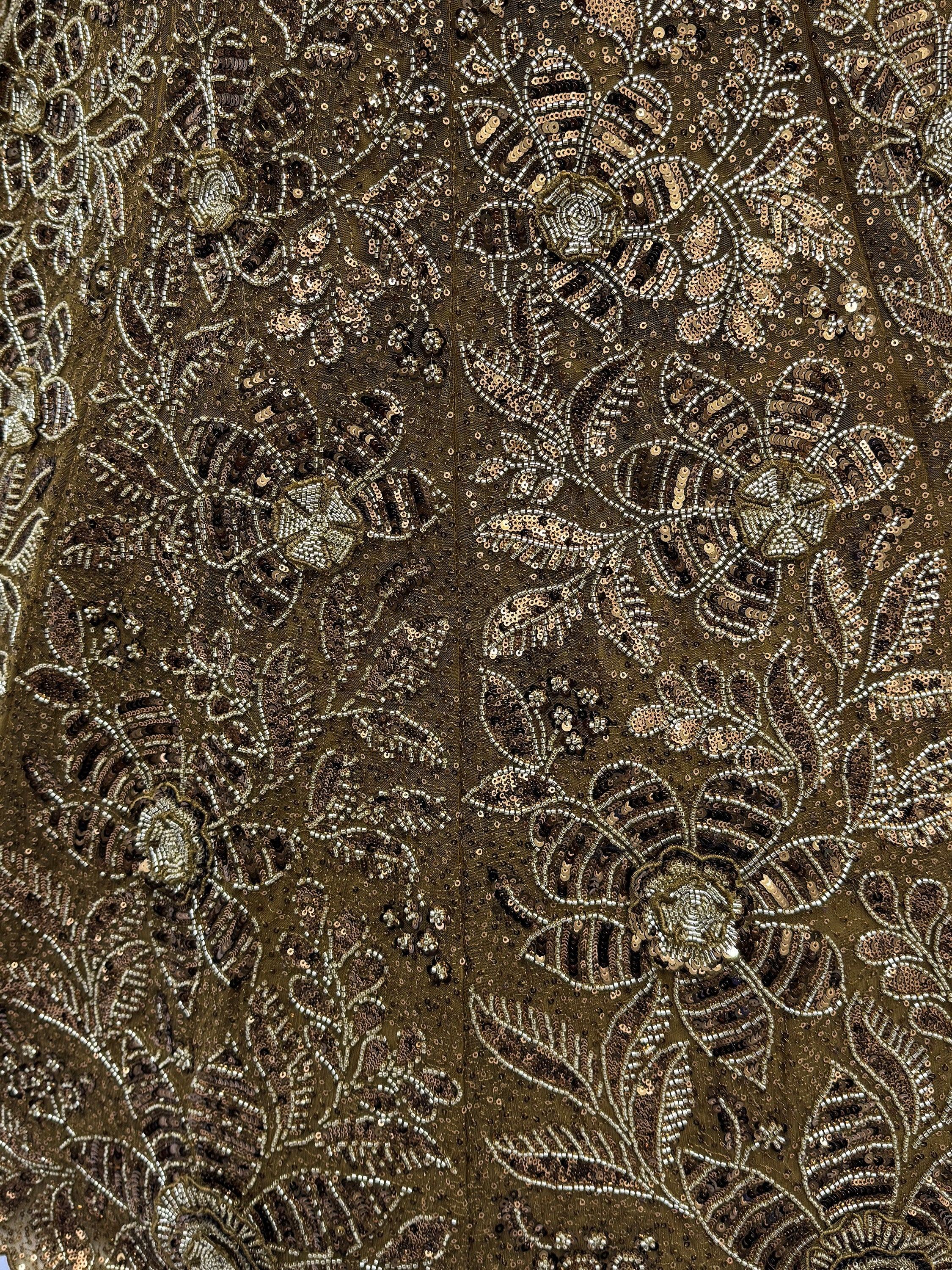 Glowing Olive Green Beads Work Net Wedding Wear Lehenga Choli