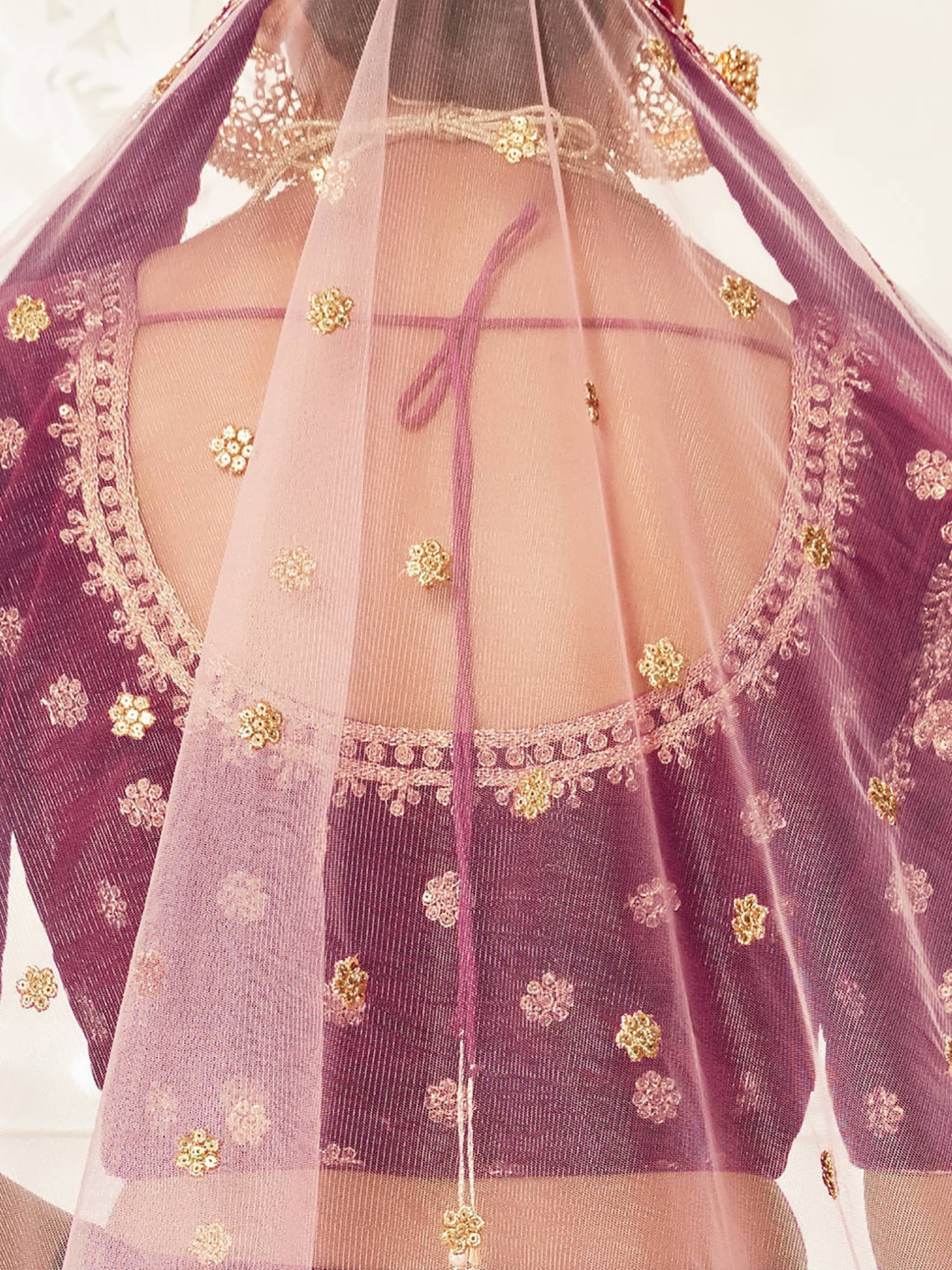 Stylish Purple Zari Embroidered Velvet Bridal Plus Size Lehenga Choli