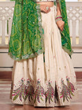 Beautiful Green Thread Embroidered Lehenga Choli With Dupatta
