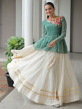 Lavishing Green Cotton Bandhani Printed Navratri Wear Lehenga Choli