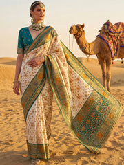 Incredible Green Zari Weaving Silk Wedding Wear Saree With Blouse