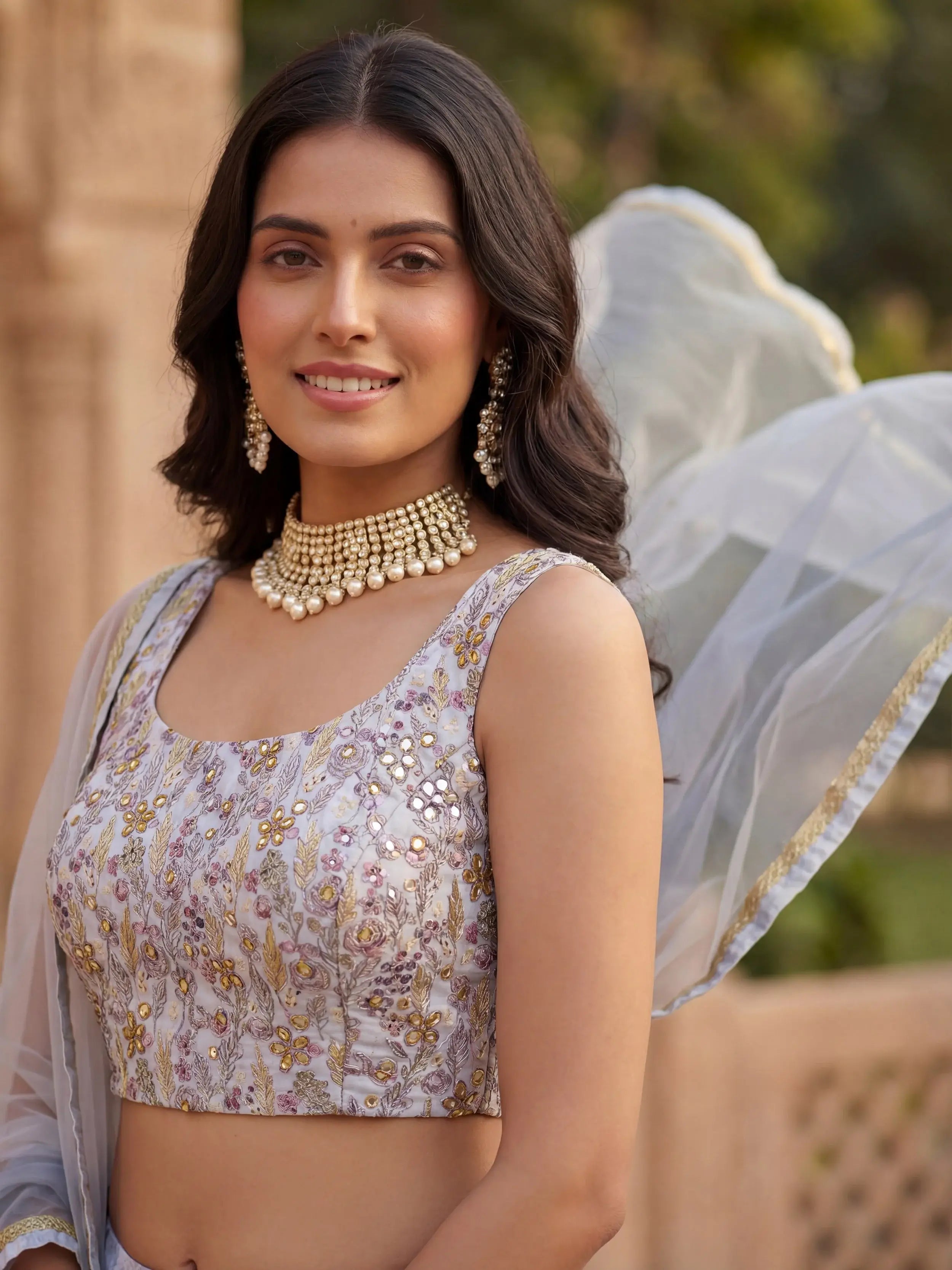 Enchanting Blue Floral Printed Georgette Festival Wear Lehenga Choli