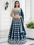 Attractive Green Thread Embroidered Georgette Party Wear Lehenga Choli