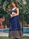 Enchanting Navy Blue Georgette Sequins Embroidered Lehenga Choli