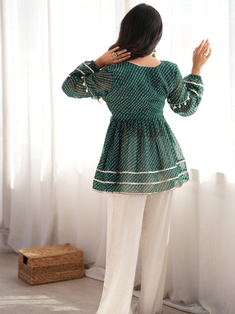 Wonderful Green Embroidered Georgette Navratri Special Top