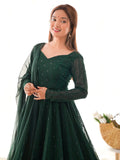 Delicate Green Georgette Lakhnavi Work Festival Wear Anarkali Suit