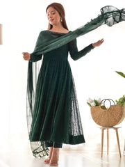 Delicate Green Georgette Lakhnavi Work Festival Wear Anarkali Suit