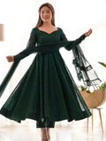 Delicate Green Georgette Lakhnavi Work Festival Wear Anarkali Suit