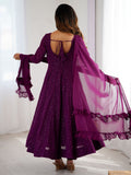 Regal Wine Georgette Lakhnavi Embroidered Festival Wear Anarkali Suit
