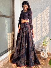 Awesome Black Sequins Georgette Festival Wear Plus Size Lehenga Choli