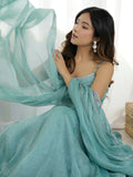 Chic Sky Blue Silk Swarovski Work Traditional Anarkali Suit