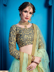 Regal Mint Green Embroidered Engagement Wear Lehenga Choli
