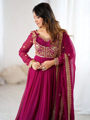 Amazing Pink Dori Work Georgette Festival Wear Salwar Kameez