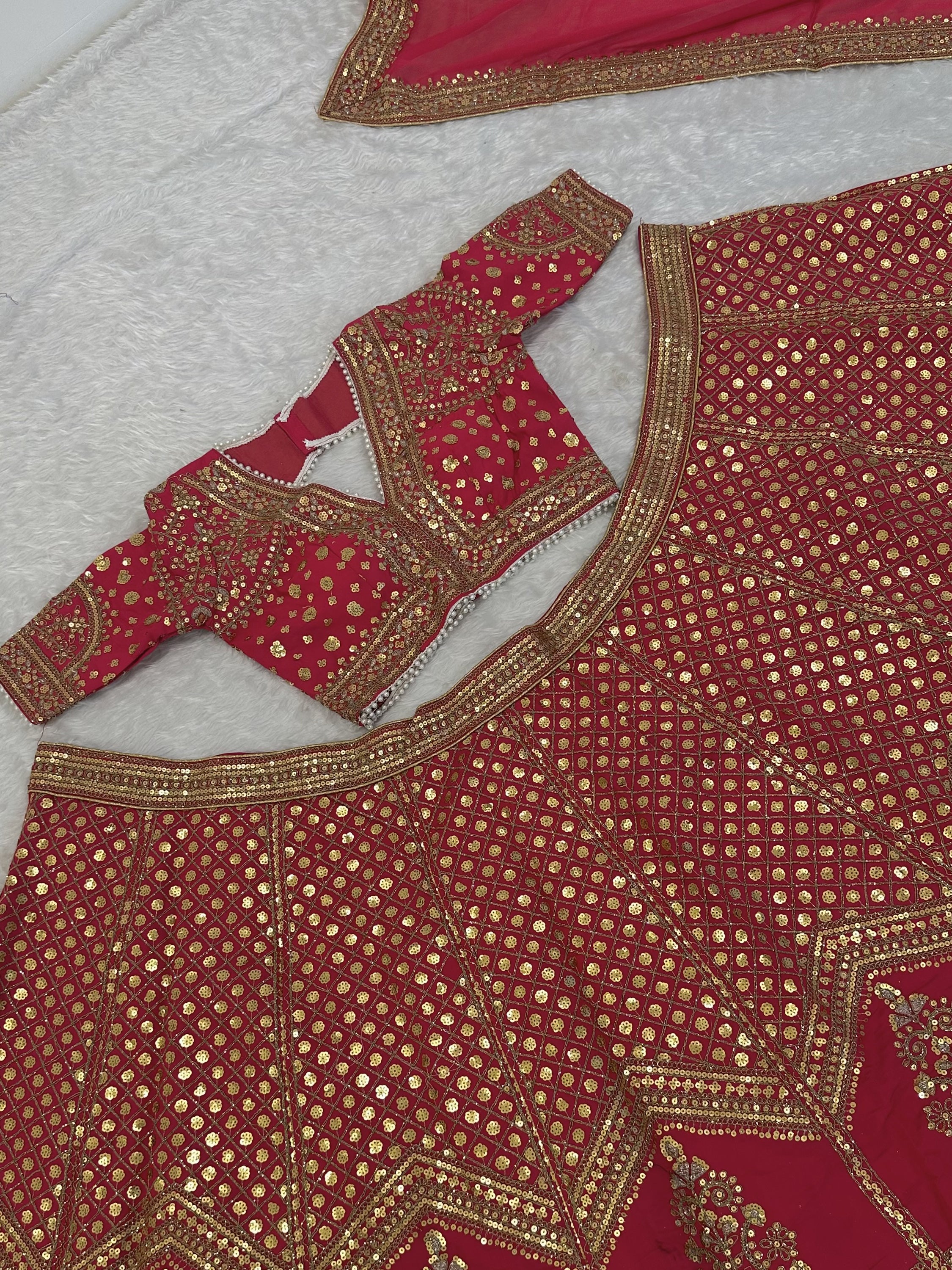 Notable Red Zari Embroidered Silk Wedding Wear Lehenga Choli With Dupatta