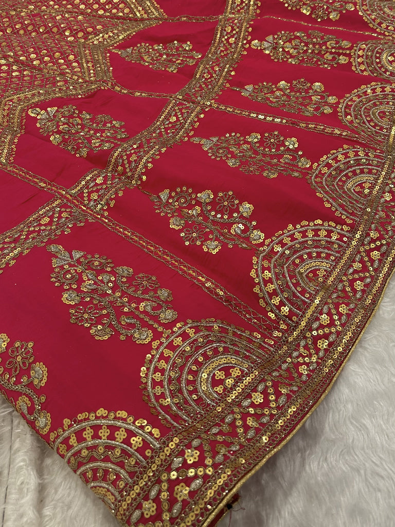 Notable Red Zari Embroidered Silk Wedding Wear Lehenga Choli With Dupatta