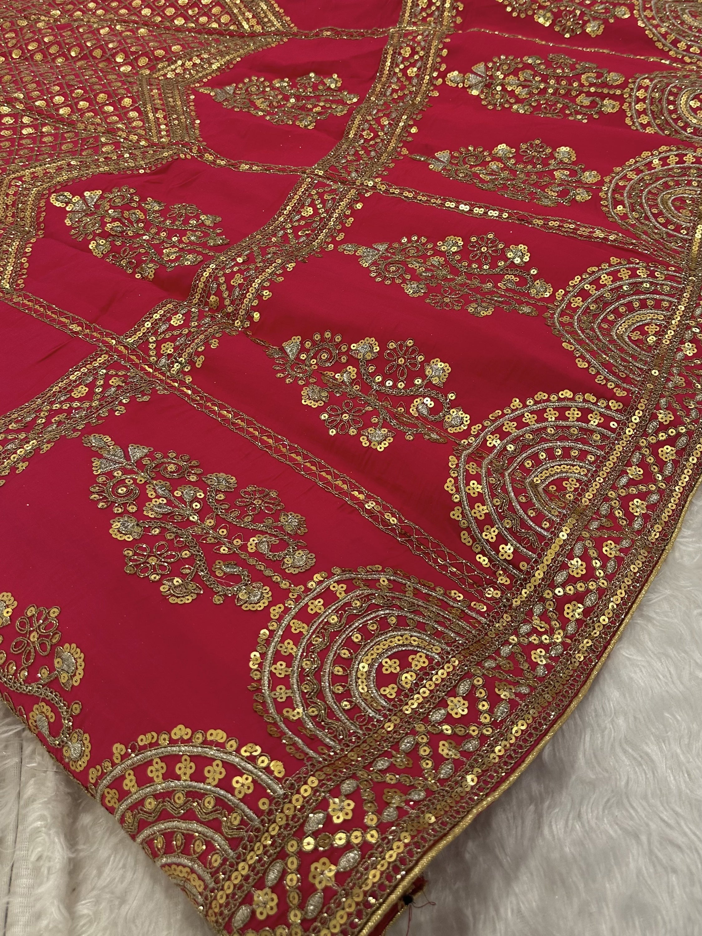 Notable Red Zari Embroidered Silk Wedding Wear Lehenga Choli With Dupatta