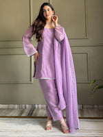 Lovable Lavender Swarovski Work Silk Festive Wear Salwar Suit