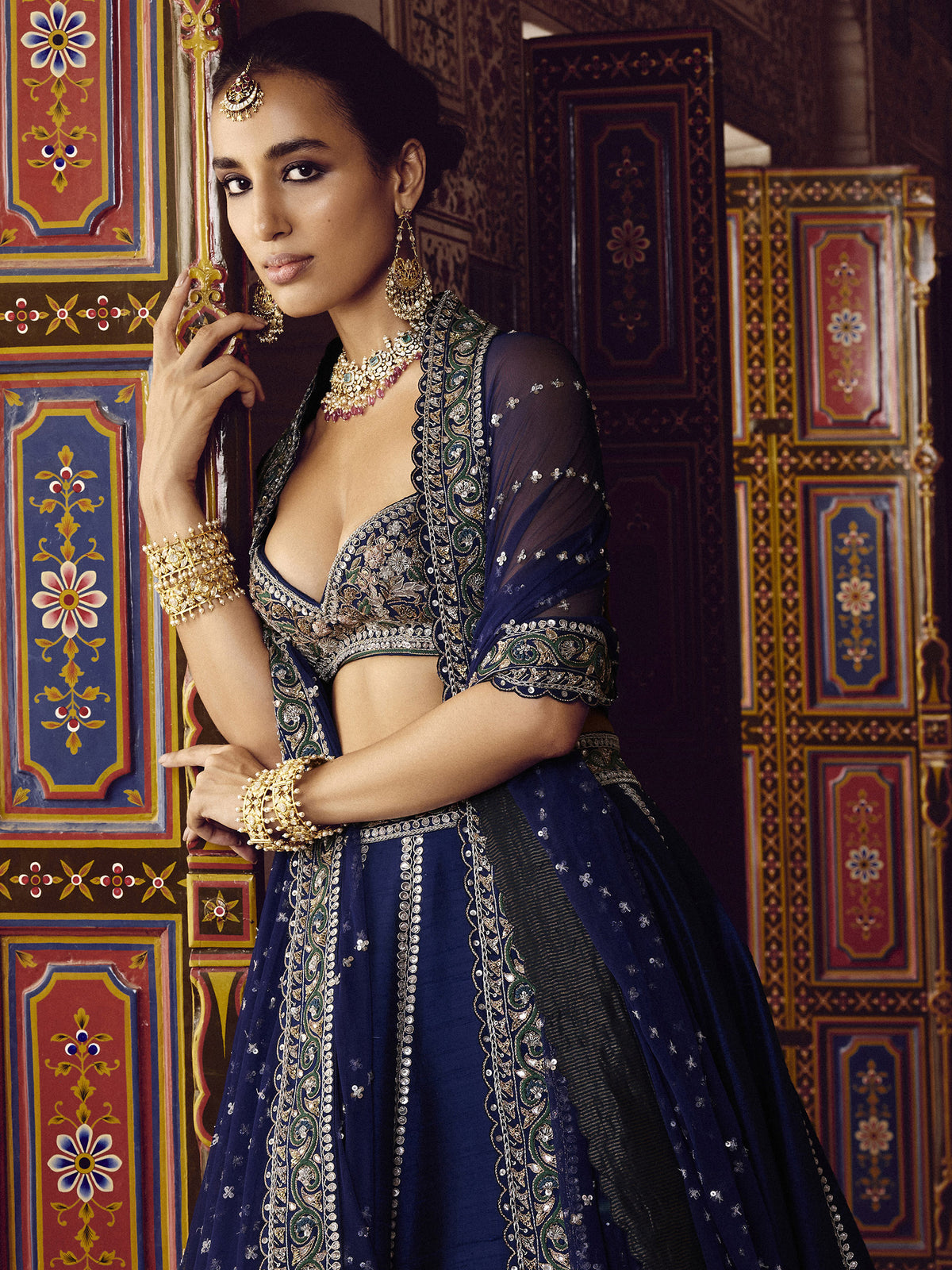 Breathtaking Navy Blue Dori Work Silk Party Wear Lehenga Choli