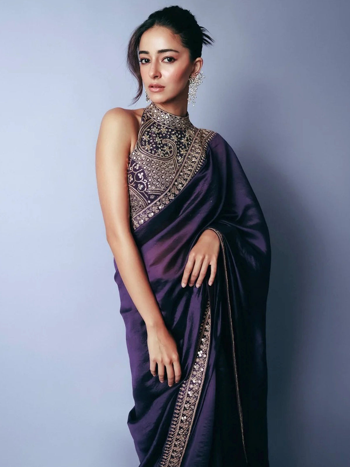 Gorgeous Purple Dori Work Silk Reception Wear Saree With Blouse