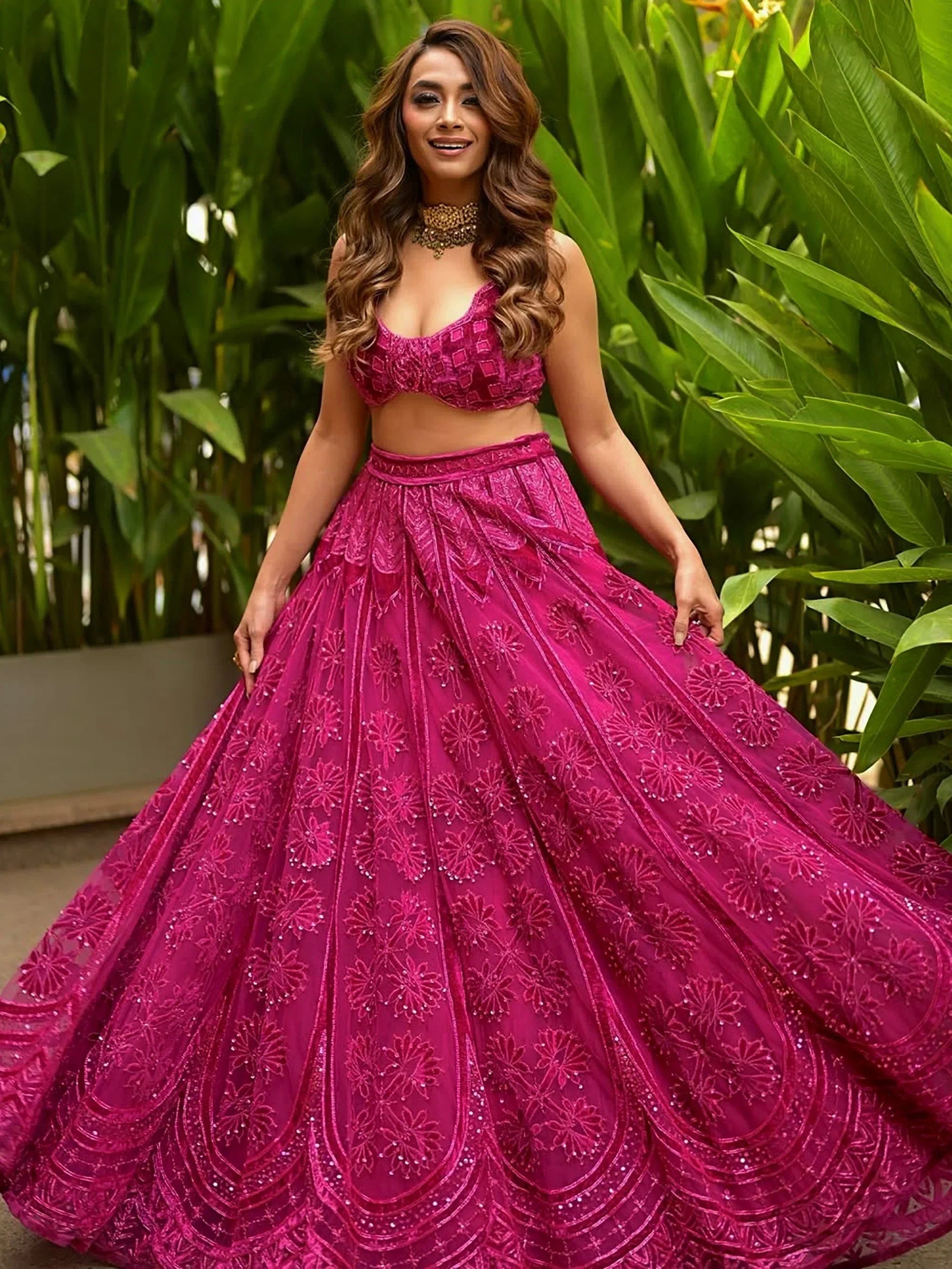 Graceful Pink Sequins Embroidered Silk Wedding Wear Lehenga Choli 