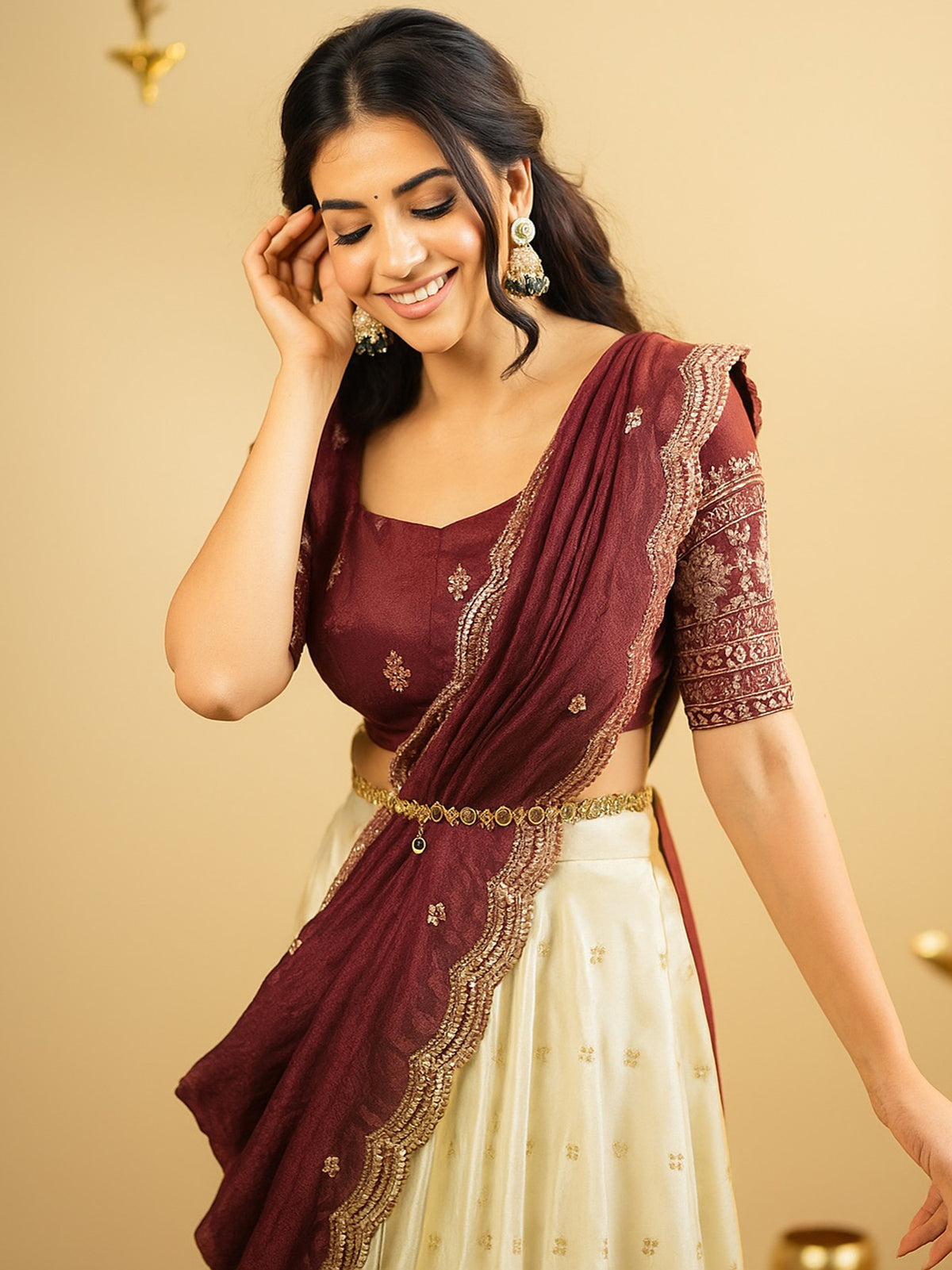Majestic Off-White Zari Work Silk Festive Wear Lehenga Choli With Dupatta