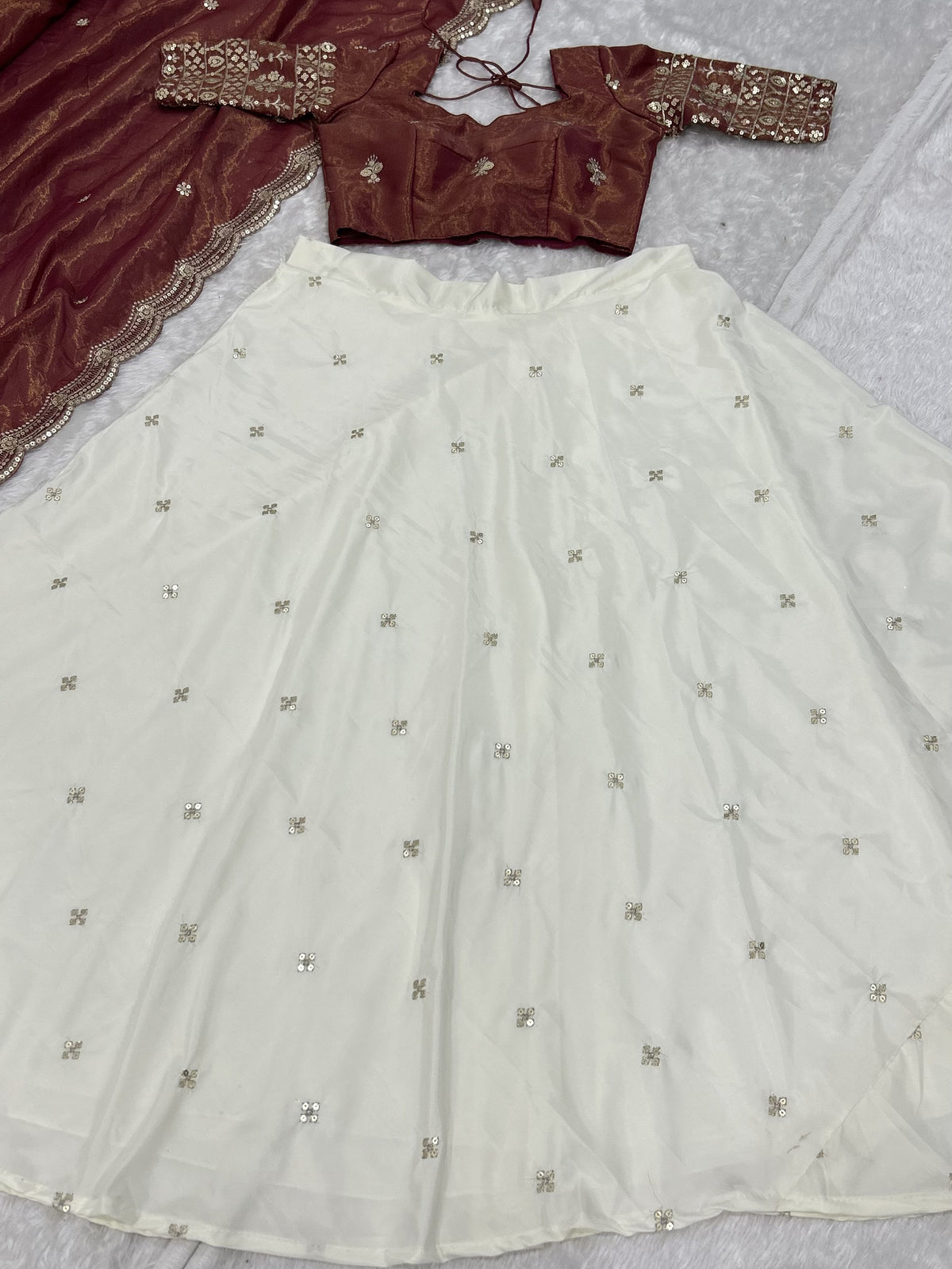 Majestic Off-White Zari Work Silk Festive Wear Lehenga Choli With Dupatta